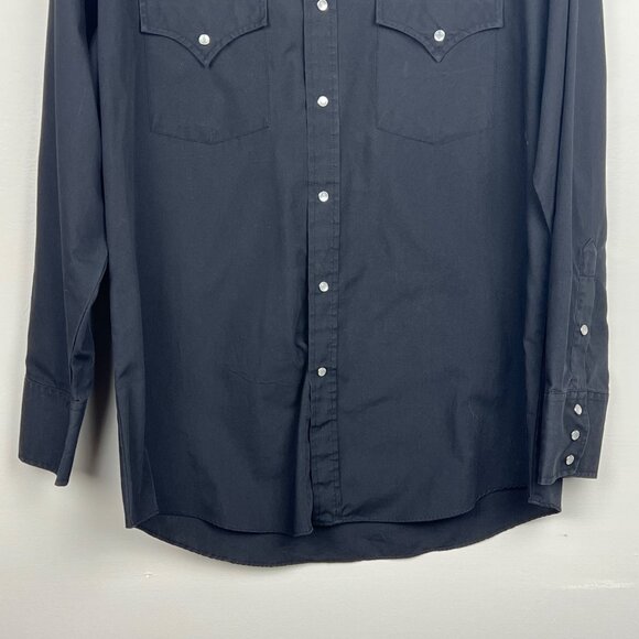 Vintage Sheplers Men's Black Pearl Snap Button Up Western Shirt Size 16-34 - Picture 2 of 7